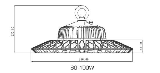 100w ufo led high bay lighting dimension