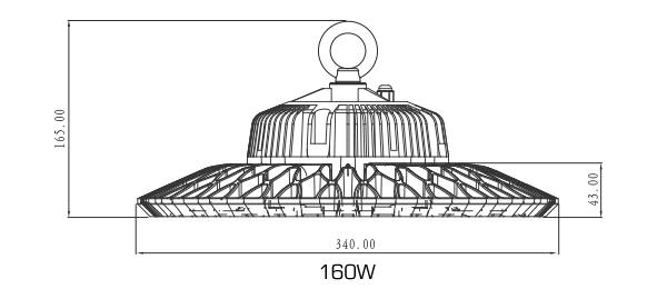 160w ufo led high bay lighting dimension