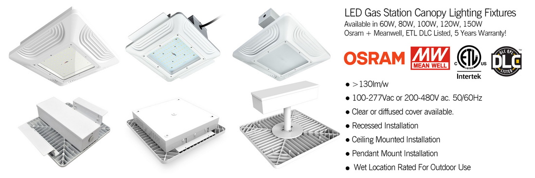 LED Gas Station Canopy Lighting Fixtures