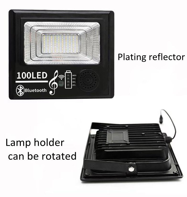 40W-100LED Outdoor Music Bluetooth LED Solar Flood Light