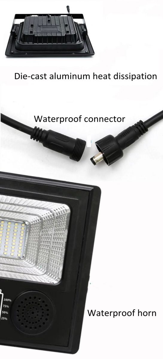 40W-100LED Outdoor Music Bluetooth LED Solar Flood Light