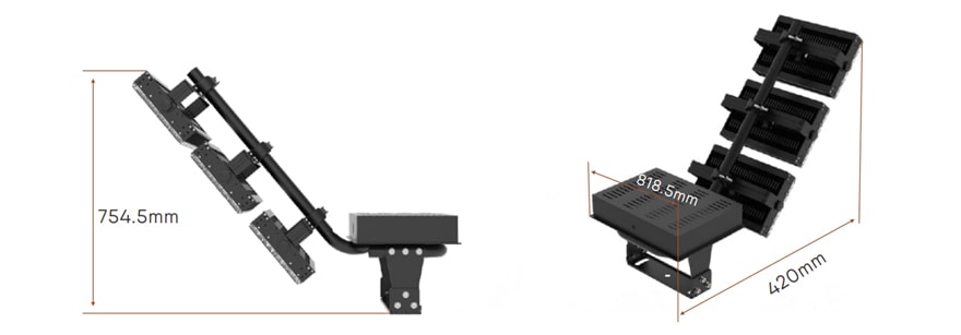 720W LED High Mast Lights Dragon-Max Series Size