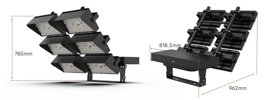 1440W LED High Mast Lights Dragon-Max Series Size