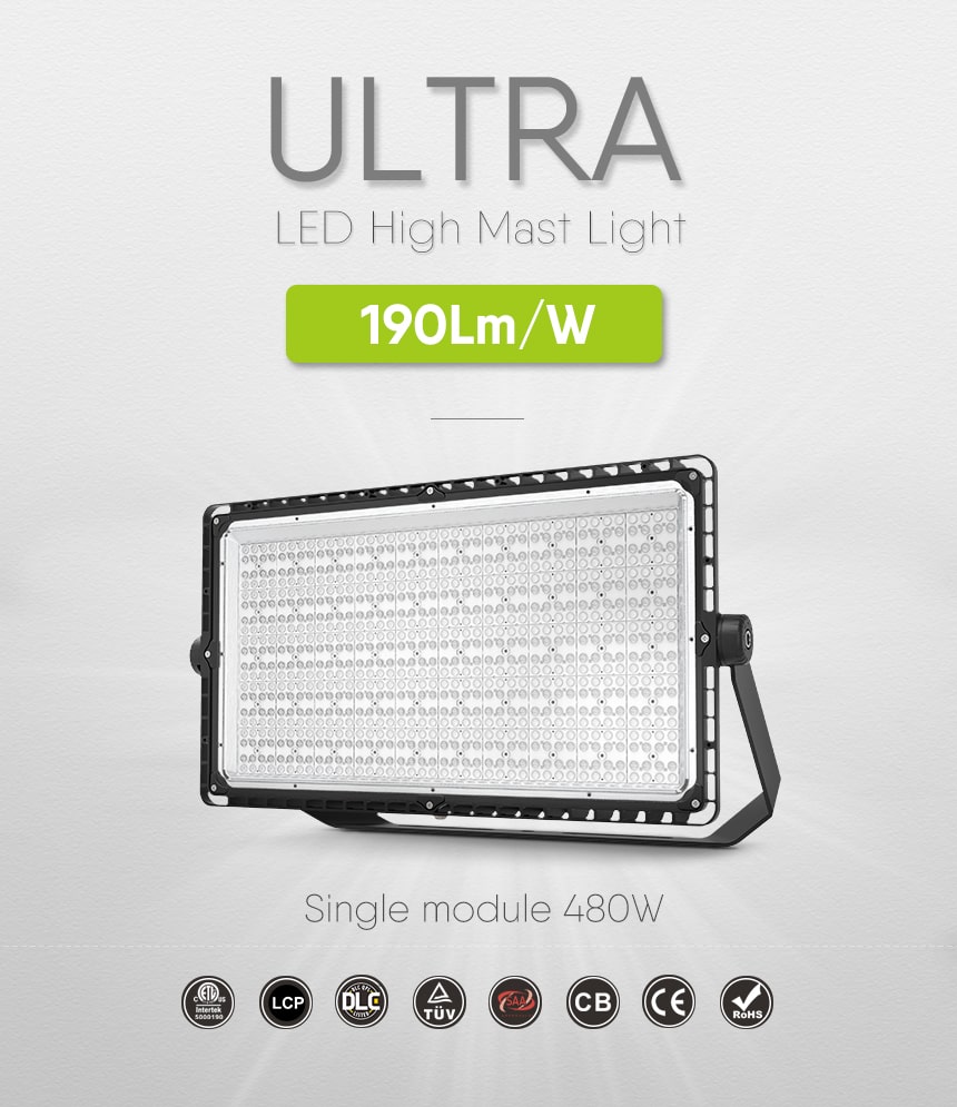 480W 91200lm 190lm/w LED Stadium Sports Lights Ultra Series