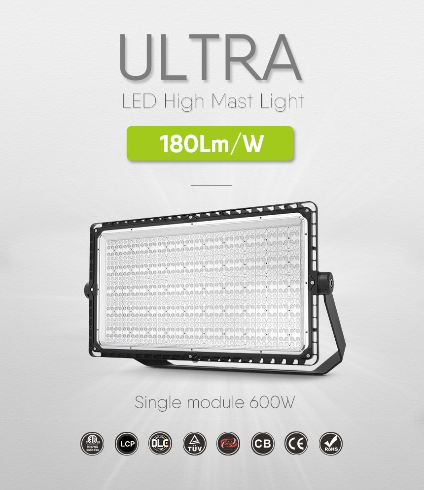 600W 108000lm 180lm/w LED Stadium Sports Lights Ultra Series