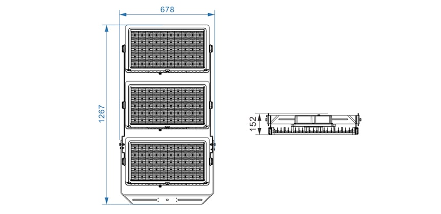 1440W 273600lm 190lm/w LED Stadium Sports Lights Ultra Series Size