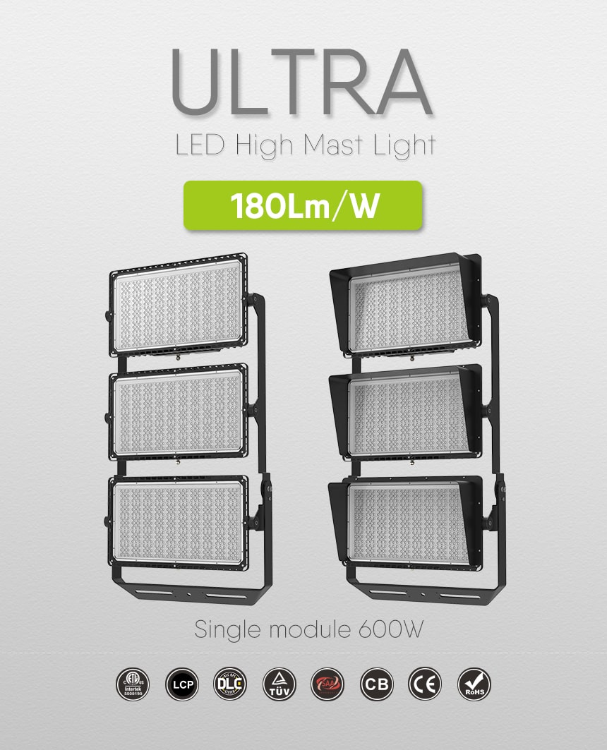 1800W 324000lm 180lm/w LED Stadium Sports Lights Ultra Series